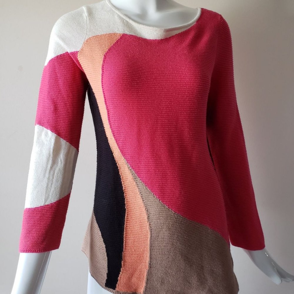 Nic+Zoe asymmetrical, multi-color knit top, small